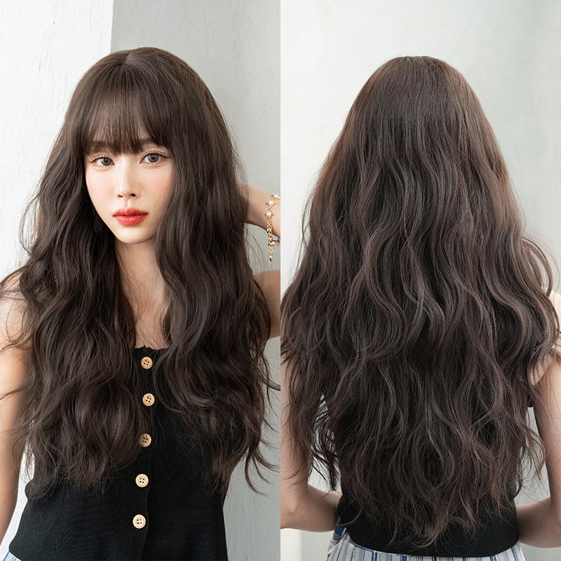 Professional  WIGS Long Body Wavy Sakura Pink Wig for Sweet Girl High Density Synthetic Loose Curly Hair Wig with Bangs Beginner Friendly