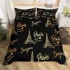 French Duvet Set Eiffel Tower Printed Bedding Sweet French Street Scene Pattern