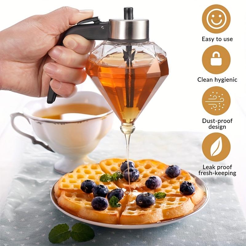 Ein Honigspender aus Glas für Olivenöl, exquisite Sirup- und Zuckerdosen, Salzbehälter, ein tropffreier Honigspender,