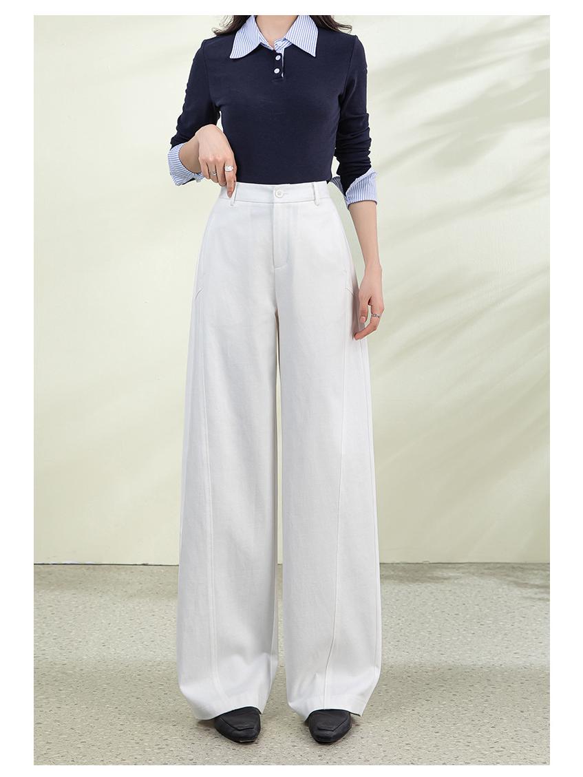 2026 Spring American-Style Yellow High-Waisted Seamless Wide-Leg Slimming Pants 29