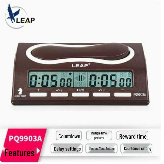 Tianfu 9907S Zegar szachowy na zawody Xiangqi - Czarny zegar odmierzający czas z funkcjami do przodu i do tyłu