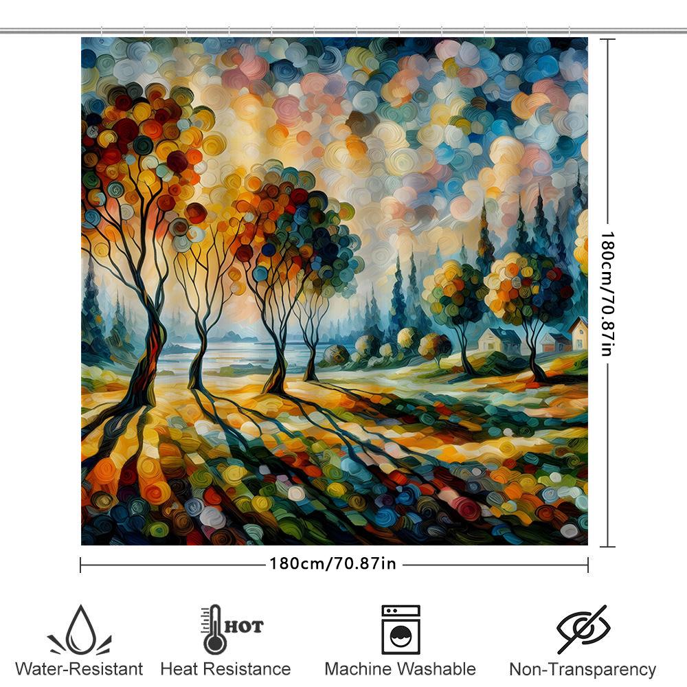 Fantasy Moonlit Landscape Shower Curtain Handcrafted Artwork For Bathroom Decor