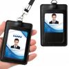 1pc Black Work Card Holders With Lanyard PU Bank Card Name Credit Card Holders Bus ID Holders Identity Badge With Neck Strap