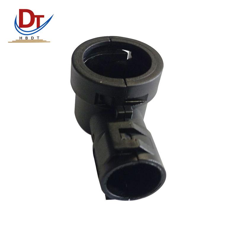 Automotive Wiring Harness Elbow Tail Clamp with Black Plastic Protective Shell and Fixing Clip