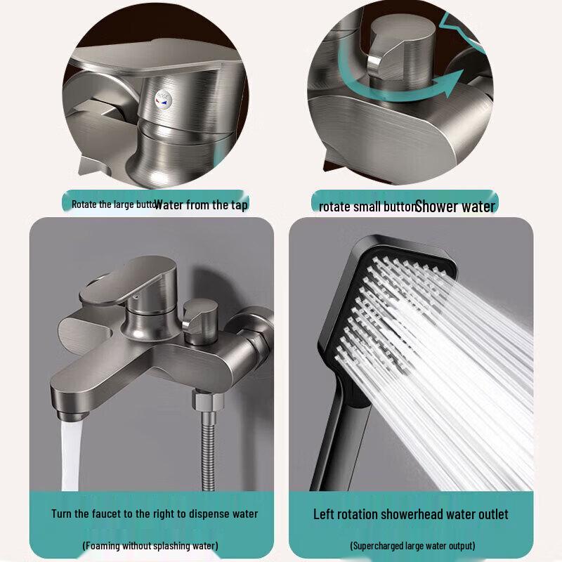 Gunmetal Grey All-Copper Shower Faucet Set