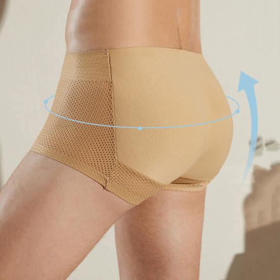 Men Underpants Hollow Out Breathable Thick Fake Butt High Elastic Butt Lifted See-through