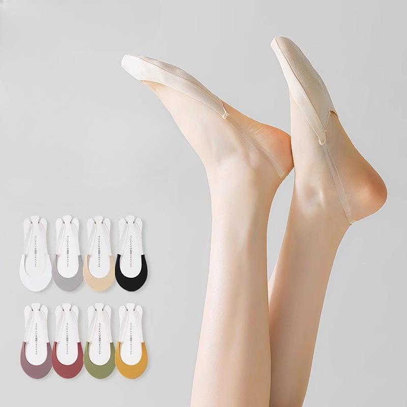 Female Summer Thin Shallow Mouth Non Slip with Half Palm Invisible Suspender Boat Socks