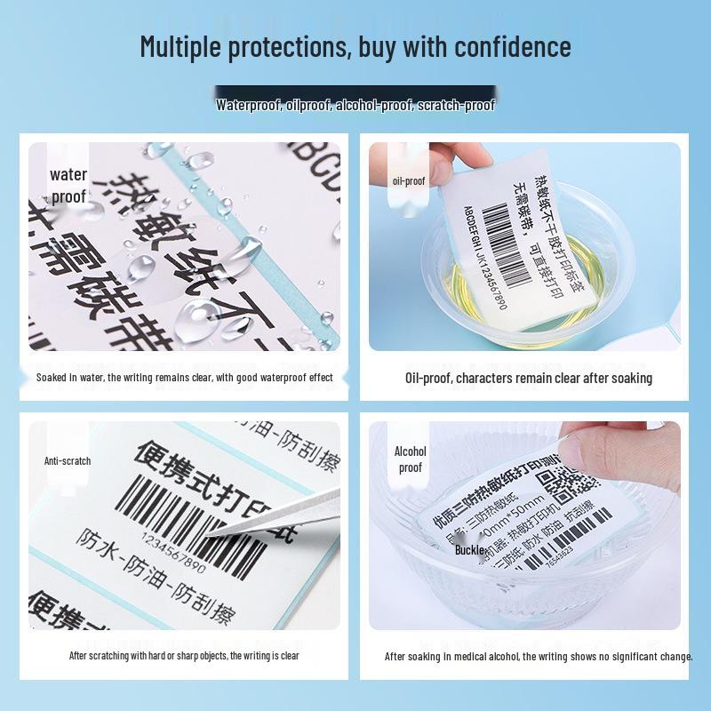 Durable Thermal Label Paper 60x40-100x100-100x150, Custom Adhesive Barcode Stickers