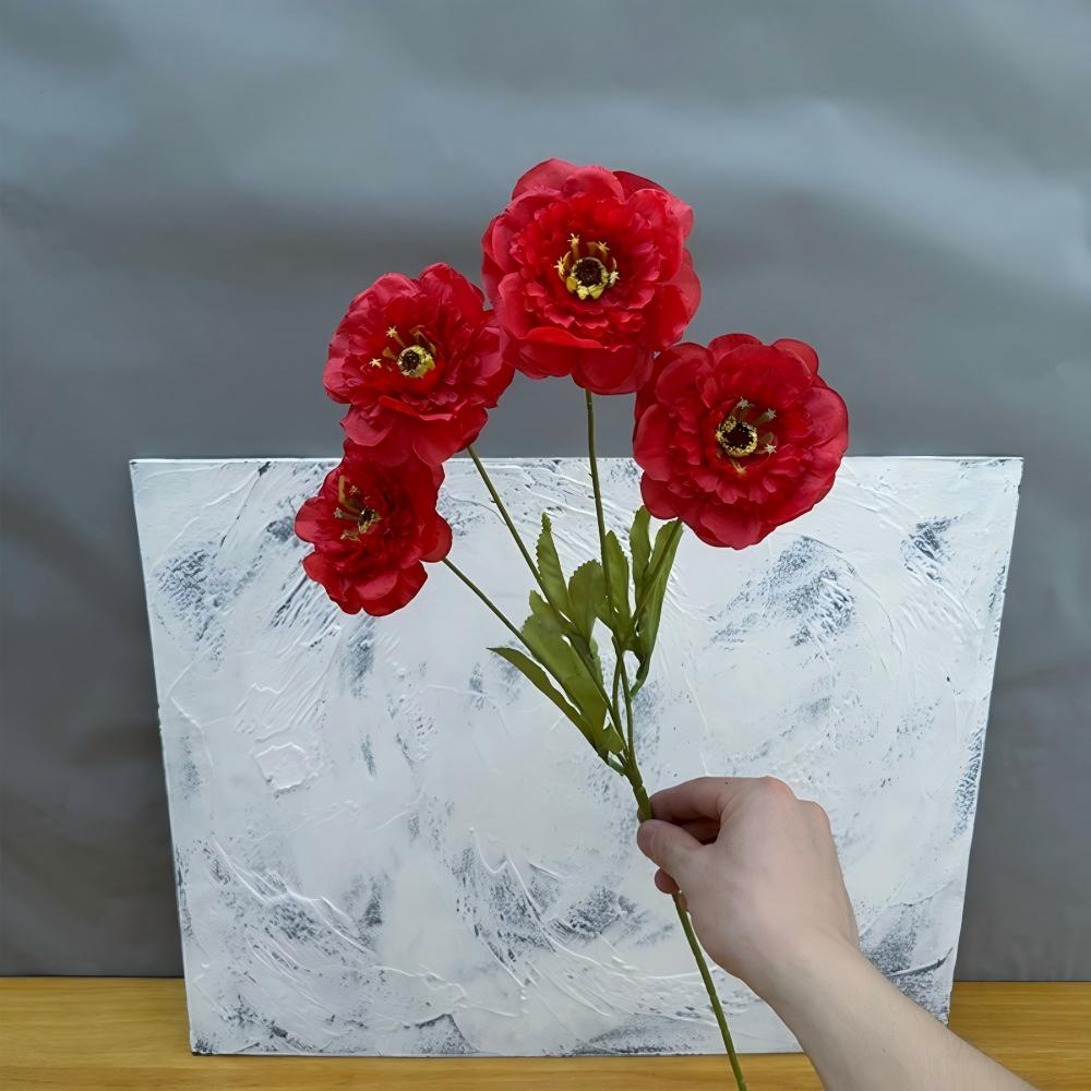 4-Heads Artificial Lotus & Multilayer Peony Fake Flowers Wedding Hall Decor Floral Arrangement for Marriage Ceremony Event