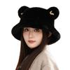 Autumn and winter hats women's thickened plush bucket hats show small faces bucket hats cute ears warm basin hats