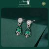 Yinziyun Christmas Tree Sterling Silver Stud Earrings for Women - Trendy Green Enamel Holiday Jewelry.