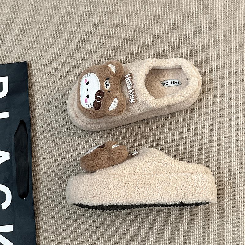 

Женские зимние модные милые и игривые мультяшные универсальные хлопковые шлепанцы на толстой подошве для котят 40