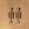 Silver Needle High-End Retro Diamond-Inlaid Square Earrings - Exquisite Light Luxury Niche Accessories.