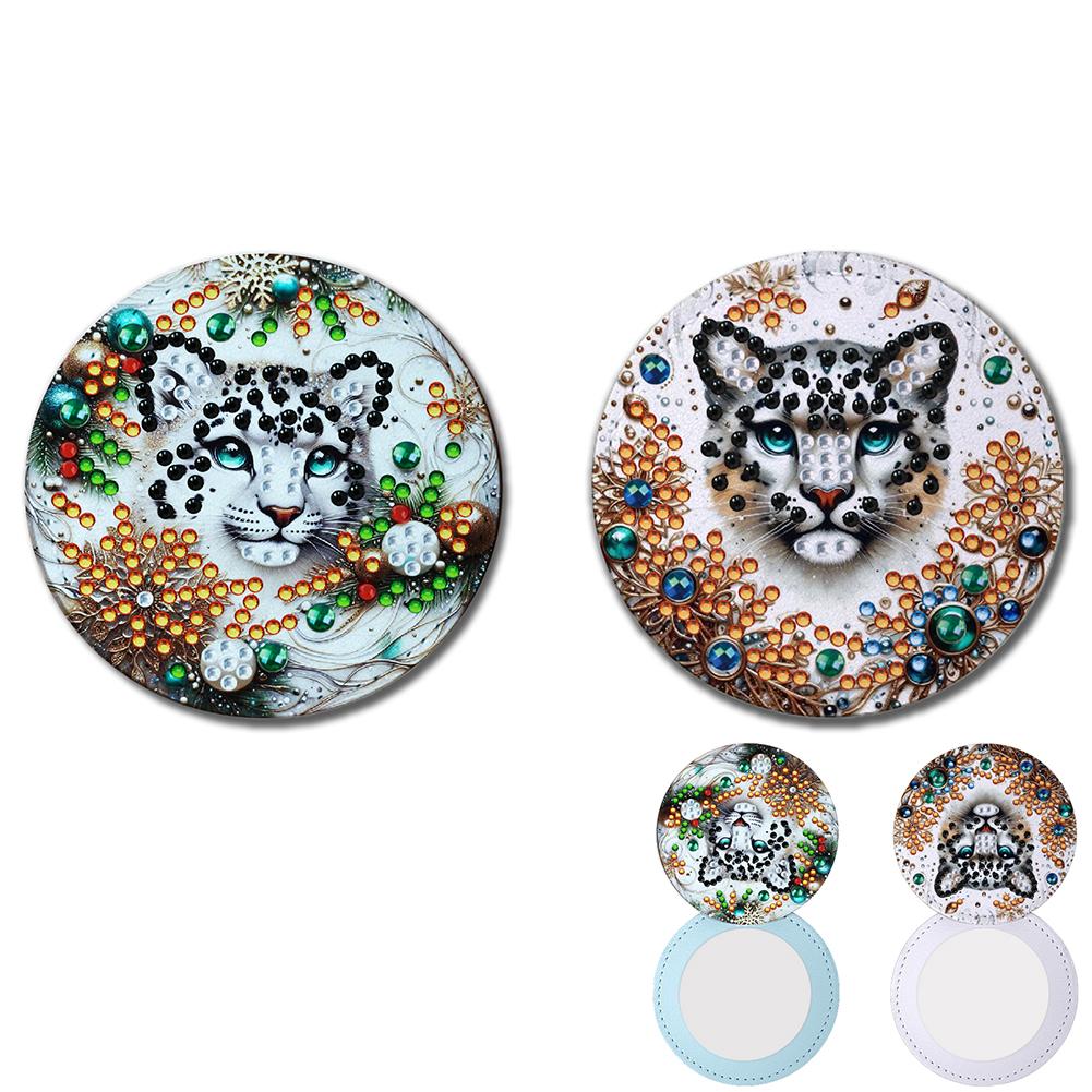 DIY Diamond Art Rhinestones Cosmetic Mirror Diamond Painting Crafts Portable Cosmetic Mirror for Outdoor Travel Hiking Picnic