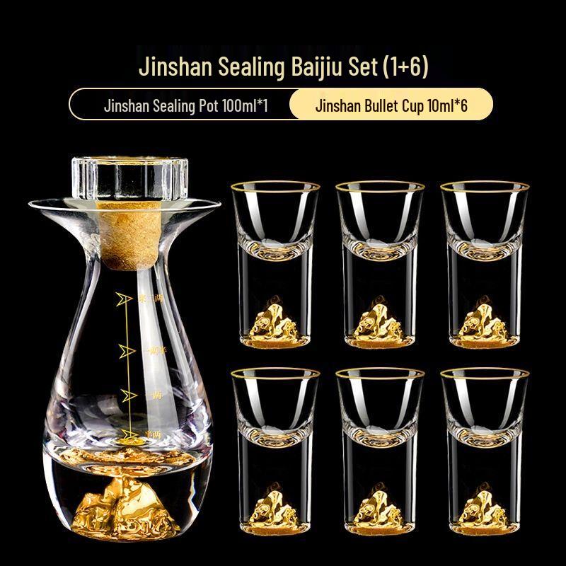 Luxury Gold Mountain Crystal Baijiu Decanter Set