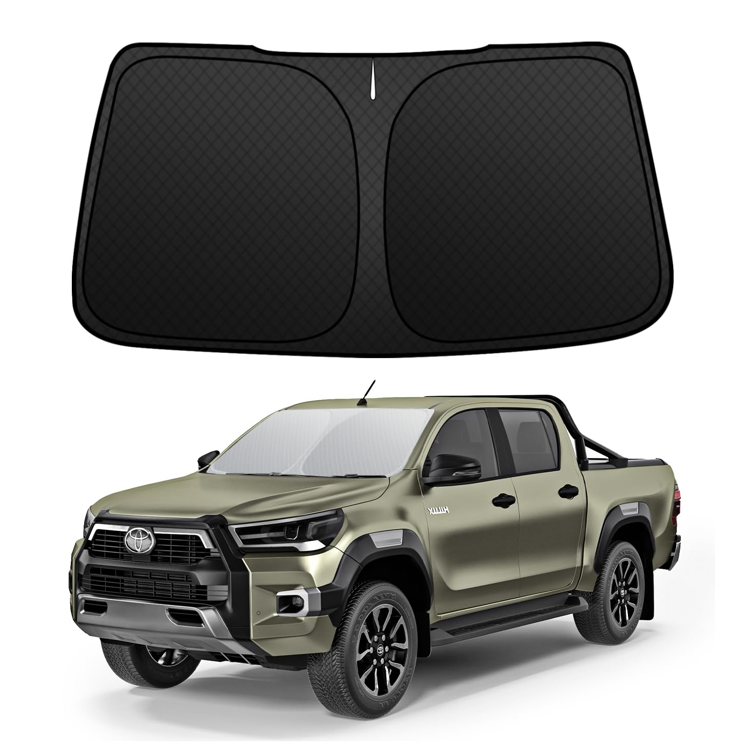 

Последний BLUESEATEC Солнцезащитный козырек на лобовое стекло Toyota Hilux 8-го поколения TOYOTA HILUX GUN125 Сентябрь 2017 светотепловой УФ подходит для ночевок в чёрный