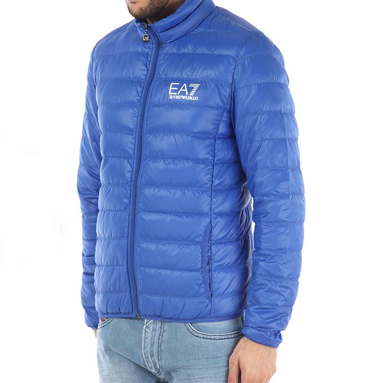 Emporio Armani EA7 Letter Print Warm Stand Collar Zipper Lightweight Long Sleeve Down Jacket Men Jackets Blue 8NPB01-PN29Z-1598