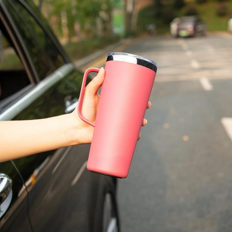 24oz Coffee Tumbler with Handle Lid Creative Thermos Hot Water Bottle Insulated Thermal Cup Stainless Steel Double Wall Car Mug