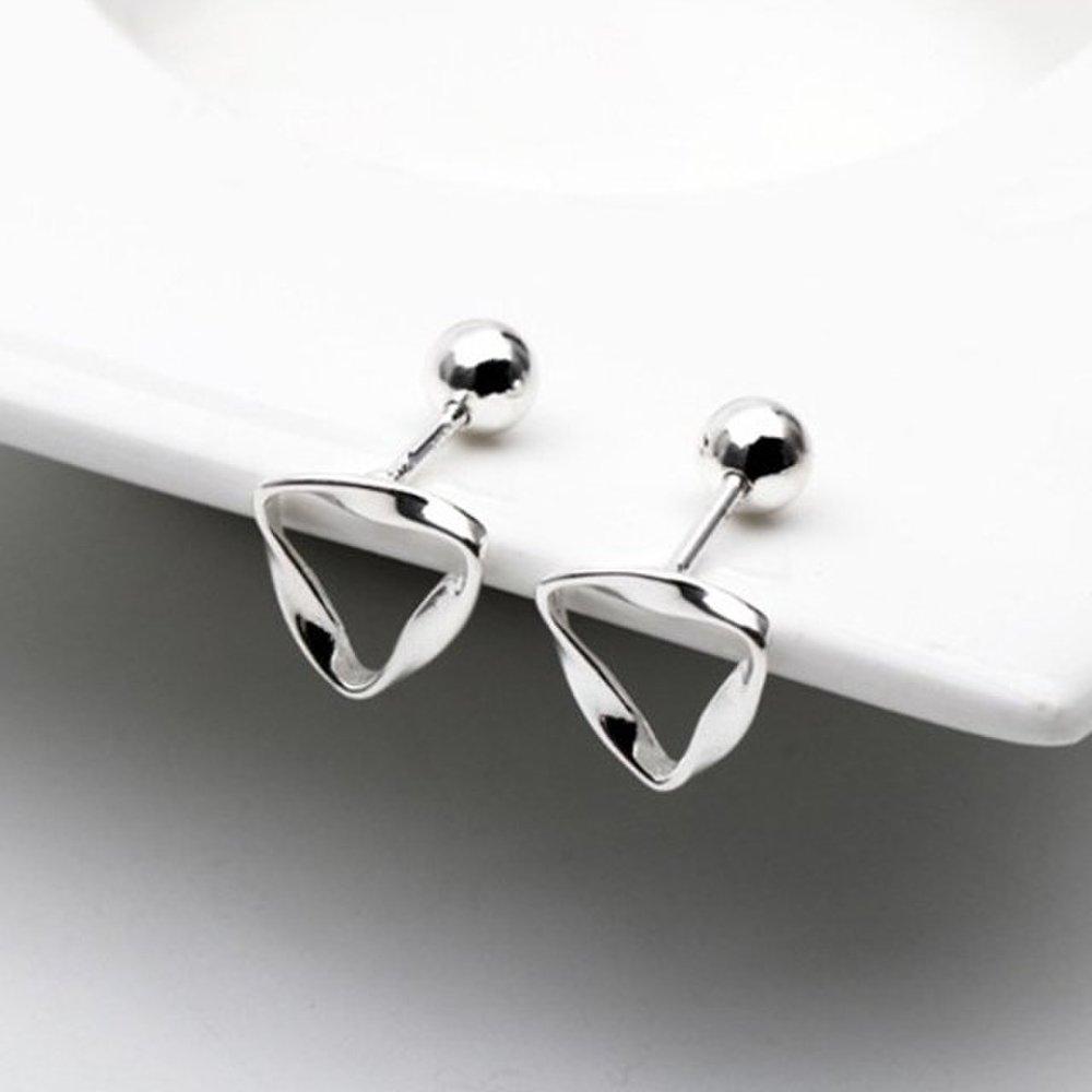

[Aslit] Silver Piercing Earrings 925 Twisted Triangle Casual Guest