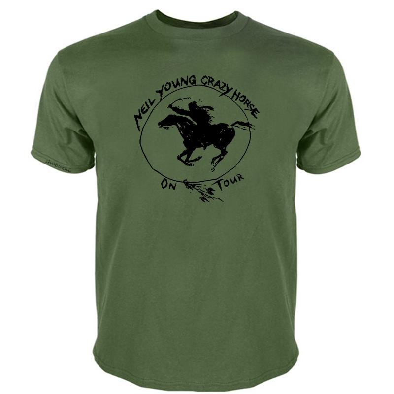 

Летняя мужская футболка из хлопка, новая футболка с принтом Neil Young Crazy Horse Company, модная унисекс футболка, высокое качество, европейский размер 2XL