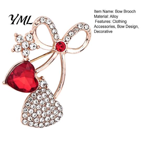 Dresses Bow Brooch Bling Rhinestone Pin, Love Heart Bowknot Lapel Pins Women Jewelry Accessory for Coats Sweaters Dainty Clothing Brooches