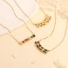 Colorful T-Shaped Zircon Pendant Necklace with Star Clavicle Chain for Women
