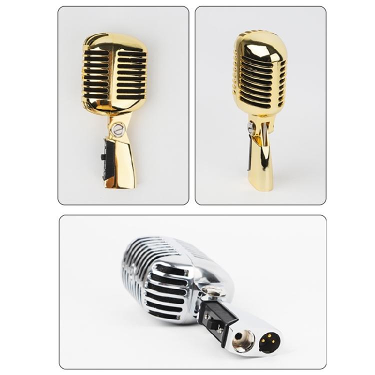 Metal Dynamic Microphone Metal Appearance with Retro Frame Self-tensioning Metal Frame for Stage and Studio Use