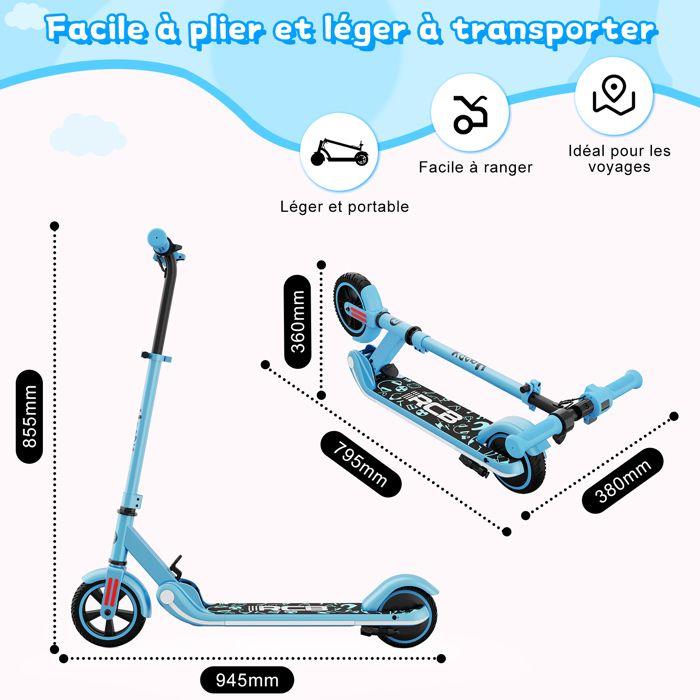 Electric Scooter for Kids 6-12 Years - RCB - LED Screen - Colorful Neons - Adjustable Speed and Height Ideal Gift Blue
