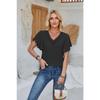 Women's Spring and Summer New Products, Lace V-neck, Ruffled Sleeves, Solid Color Loose T-shirt