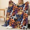 Leopard Print Flannel Blanket Soft Dense Fleece, Warm & Cozy, Decorative Home Throw for Halloween & Christmas