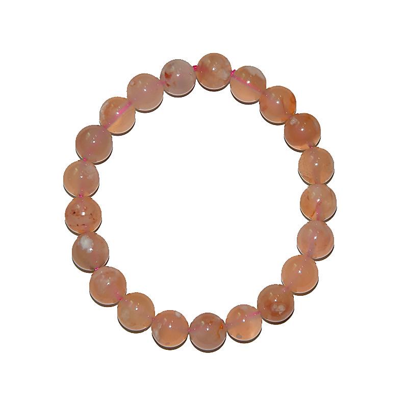 Cherry Blossom Agate Bracelet - Pink Flower Beaded DIY Jewelry, Fashion Versatile.