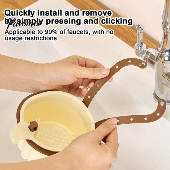 Practical Kitchen Sink Organizer Strainer Basket, Automatic Dumping Design, Hanging Durable PP Drain Filter Faucet Food Catcher, for Cleaning