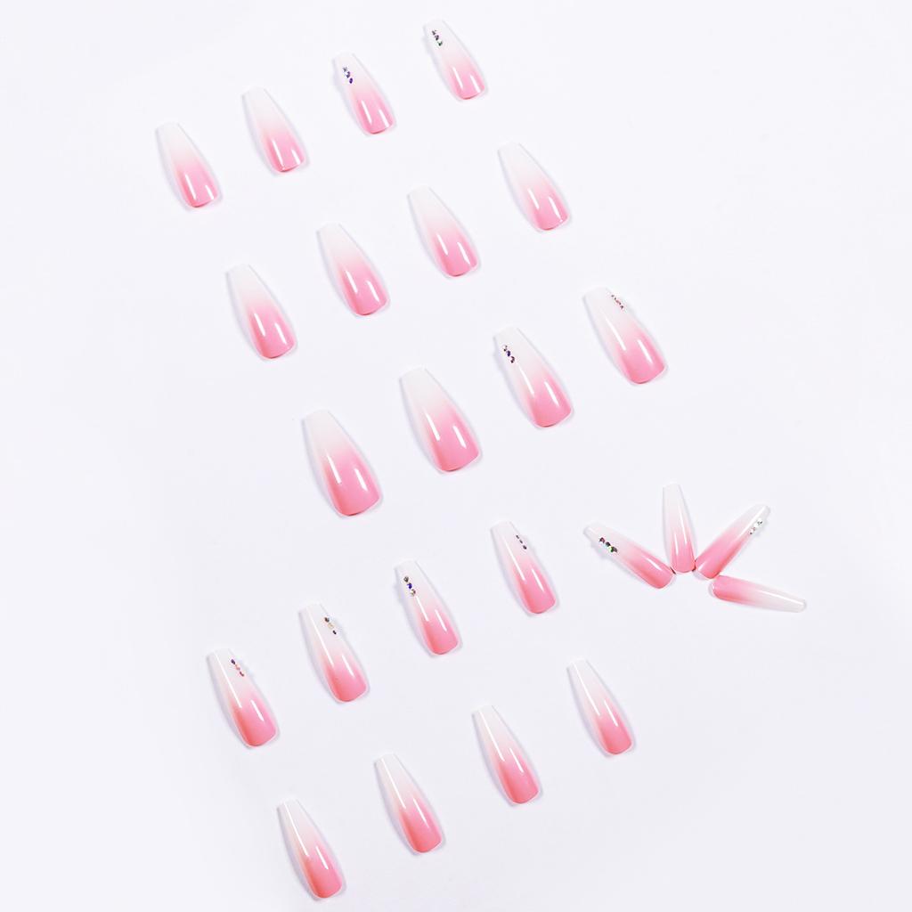 Gradueller Wechsel Rosa Strasssteine Tragen Nagelkunst Fertige Fälschung Nägel Nagelkunst-Aufkleber Nagel-Aufkleber Abnehmbares Nagelteil