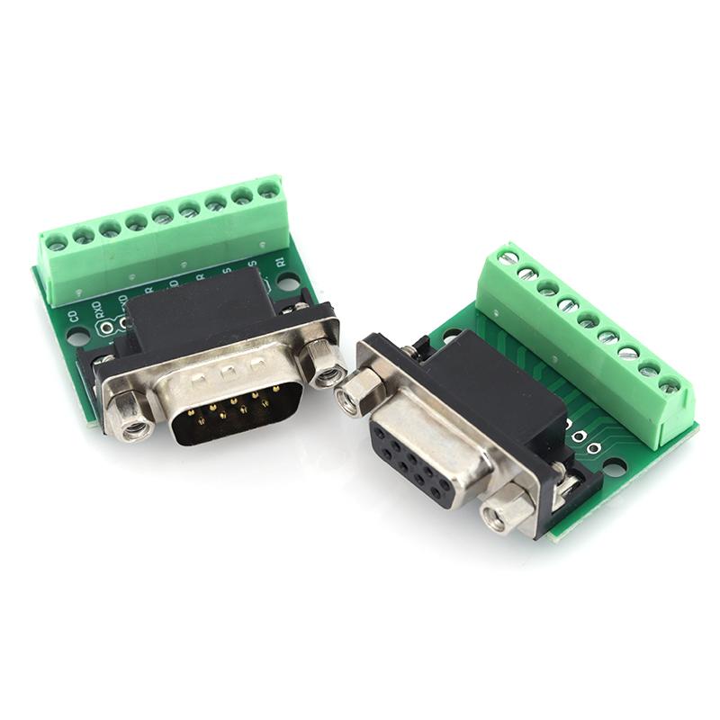 Stlxy DB9 Male Female Adapter Signals Terminal Module RS232 RS485 Serial To Terminal 9-Pin 9-Hole Connector