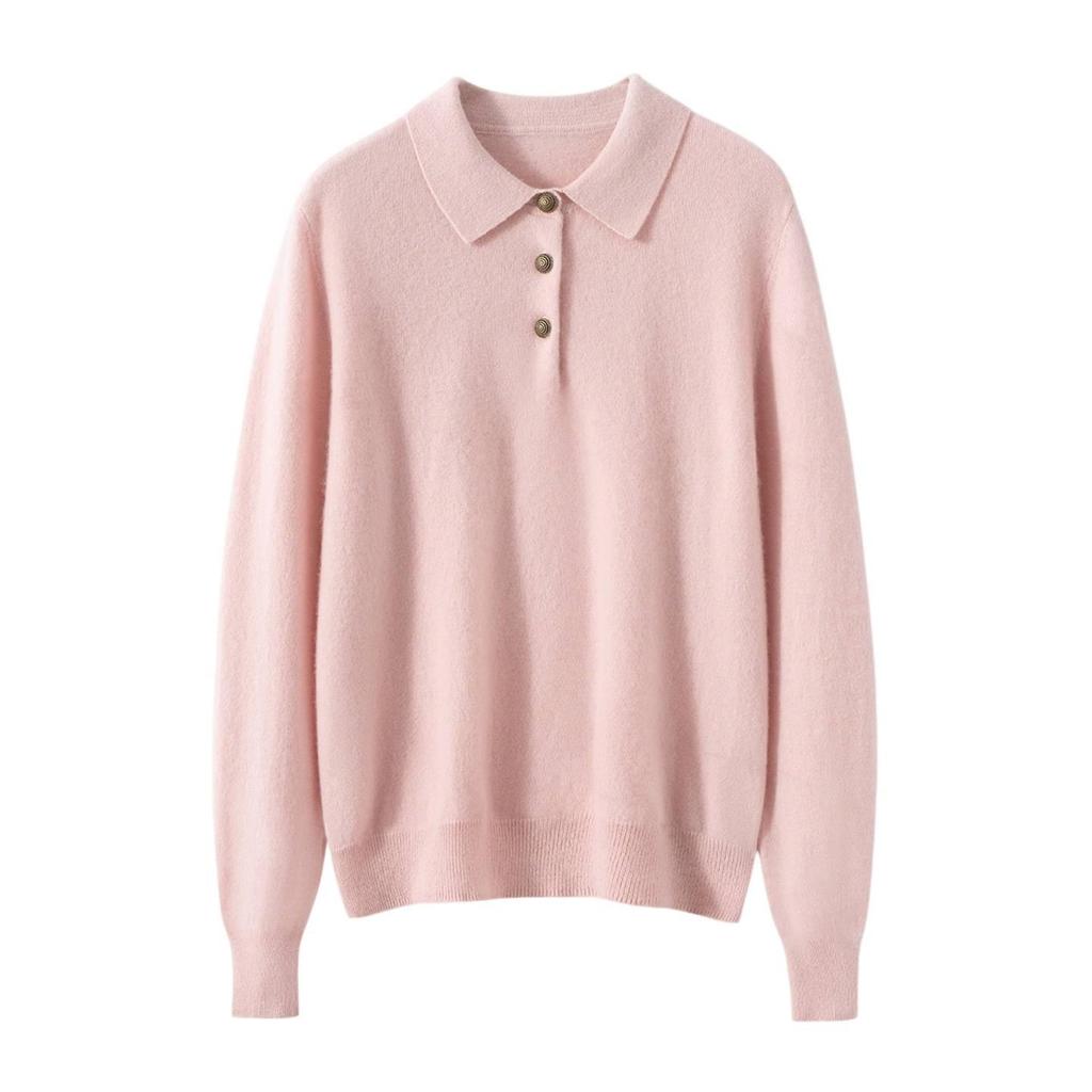 Kang Sai Ni 100% Cashmere Women's POLO Collar Sweater - Versatile, Fashionable Knitwear