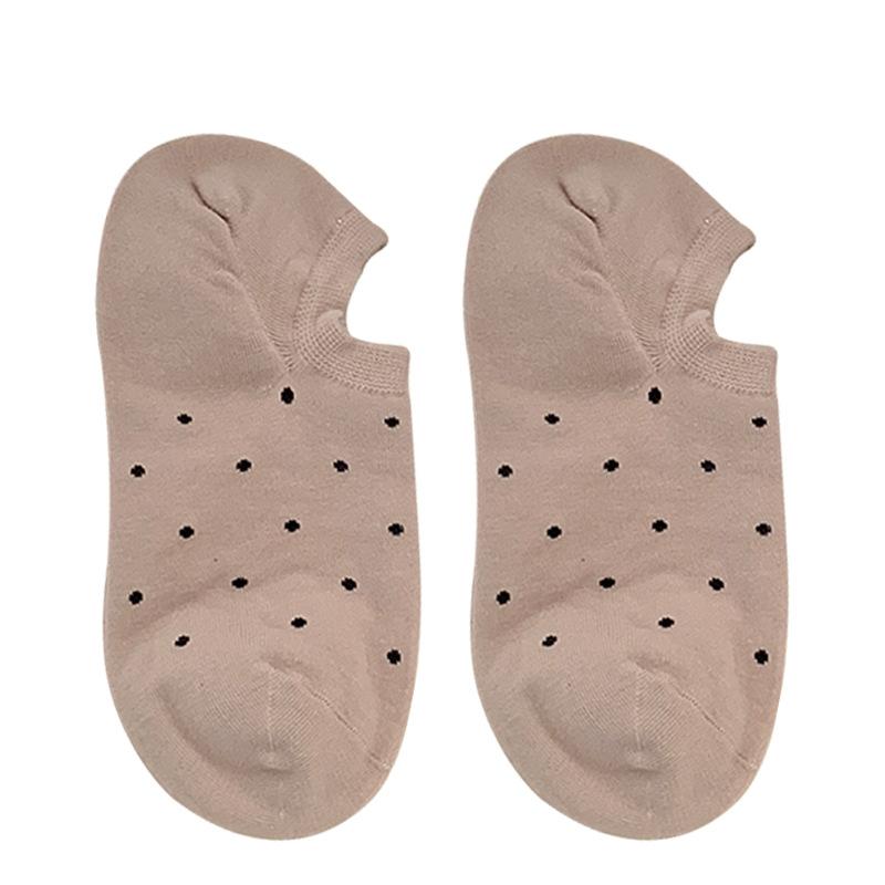 Women's Summer Thin Wavy Dot Breathable Shallow Mouth Can Not Fall Off The Heel Invisible Boat Socks