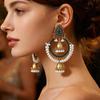 Luxury Indian Rhinestone Multi-layer Bell Drop Earrings