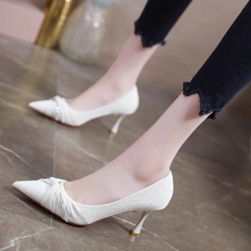 

Модные женские туфли-лодочки на тонком каблуке с бантом Женская обувь Стриптизерша Черные Социальные новинки Обувь E Нескользящие Стильные Корейский стиль Распродажа 34