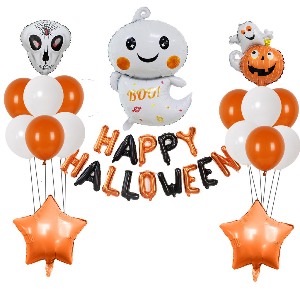Halloween Modellier-Aluminiumfolien-Ballon-Set, Fledermaus Spinne Kürbis Geist Party Dekorationsarrangement