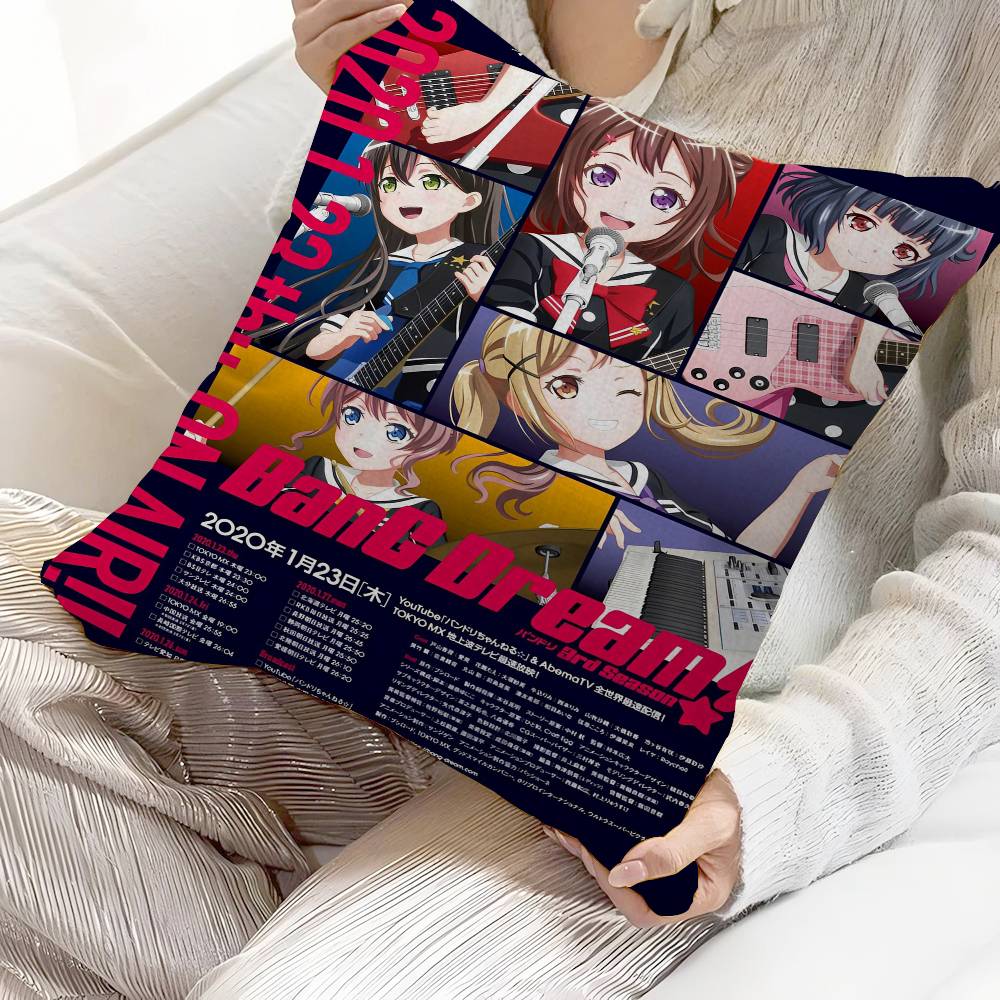 Anime BanG Dream 45*45cm Cushion Cover Pillow Cover Decor Pillowcase Home Pillowcase For Couch Pillow