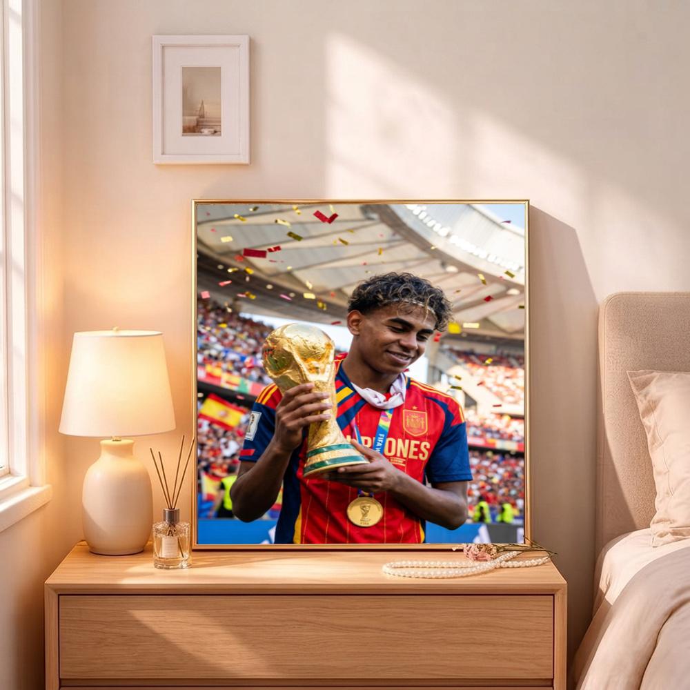 Lamine Yamal 19 Football Star 5D Diy Diamond Painting Round Diamond Diy Frameless Holiday Artwork Suitable For Home Office Wall Decoration
