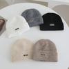 Pattern Labeling Knitted Hat Women's Autumn and Winter New Warm and Cold Hat Face Promoting Small Ear Protection Hat