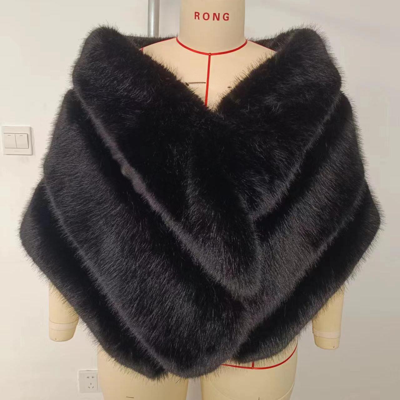 

Женские элегантные шали без рукавов, женская роскошная накидка из искусственного лисьего меха, полосатая черная короткая накидка, модные накидки, большие размеры, заводская распродажа One Size чёрный