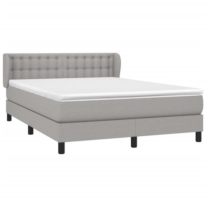 3126557 vidaXL Lit à sommier tapissier avec matelas Gris clair 140x190cm Tissu