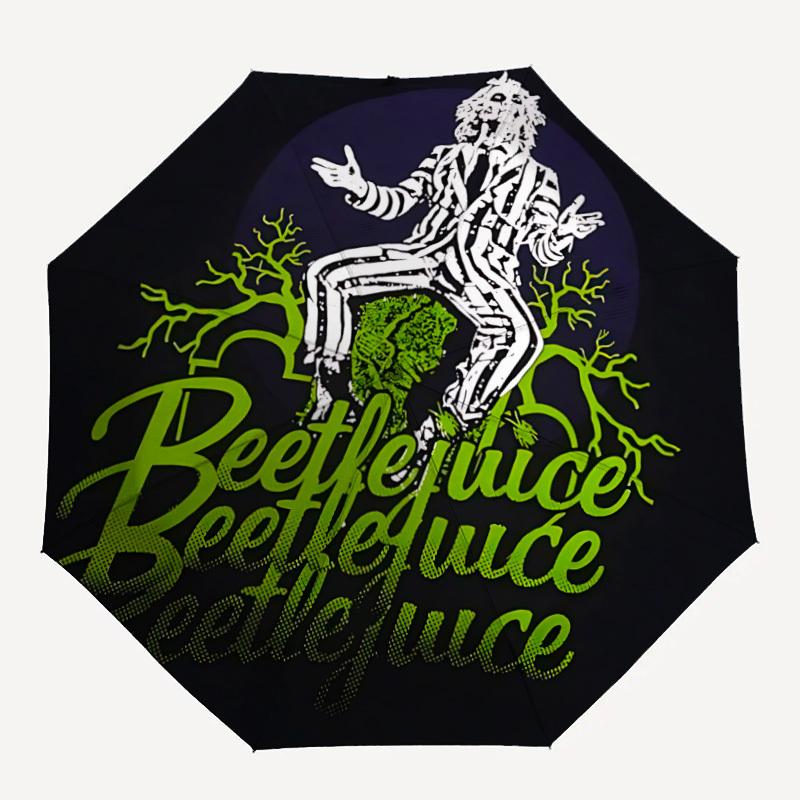 1pc Beetlejuice Halloween 8-Ribs Sturdy Frame, Automatic Open/Close, Durable & Colorful Ideal for Beach, Travel, And All Seasons, 10219
