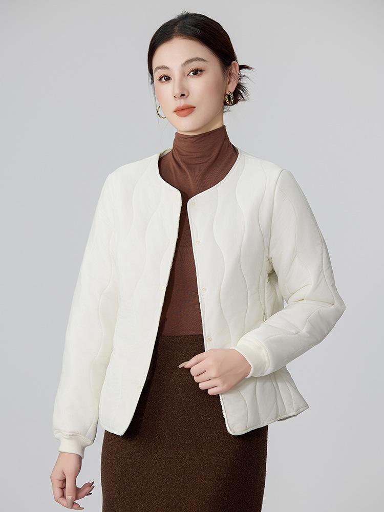 Women's Fleece-Lined Cotton Jacket: Short, Collarless, Padded Winter Outerwear 2026