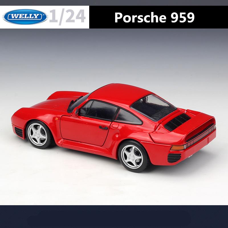 Welly 1/24 Porsche 959 Alloy Sports Car Model Diecast Metal Classic Racing Vehicle Car Model Simulation Collection Kids Toy Gift