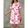 Summer Ladies 3D Printed Short Sleeve Dress Fashion Versatile Breathable Trend Casual