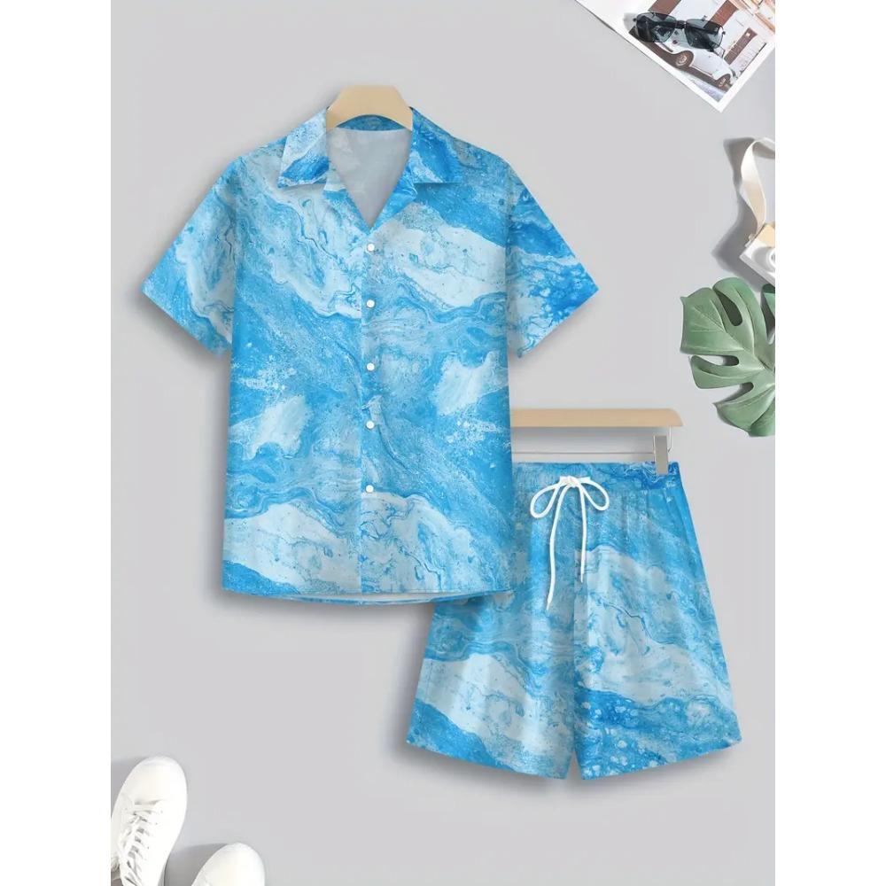 Hawaii Summer Rose 3D Printed Men's Shirt Set Fashion Short Sleeve Shirt Oversized Casual Beach Shorts Street Suit