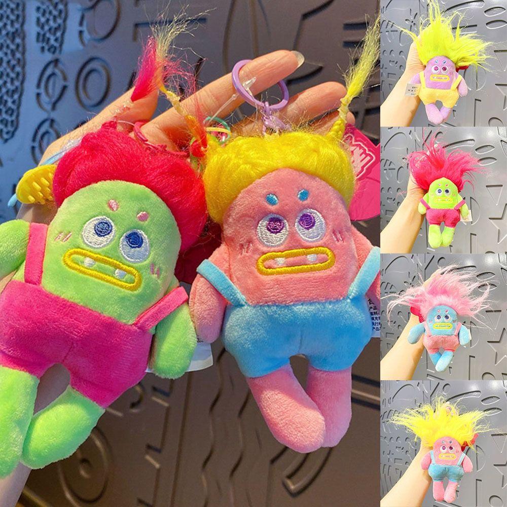 

Plush Long Hair Doll Key Chain Fried Hair Dopamine Doll Key Ring Bag Decoration